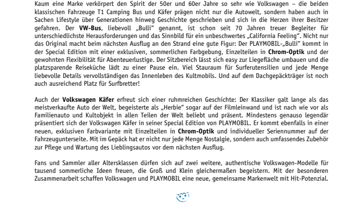 Populäre Klassiker: Volkswagen „Bulli“ und Käfer erscheinen in limitierter Special Edition von PLAYMOBIL