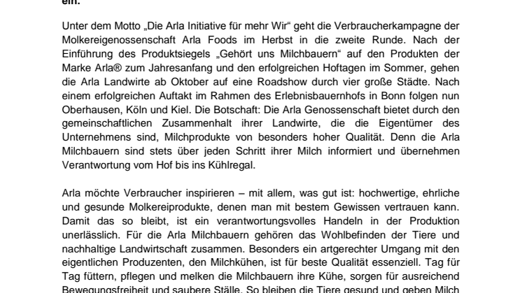 Die Arla Initiative für MEHR WIR