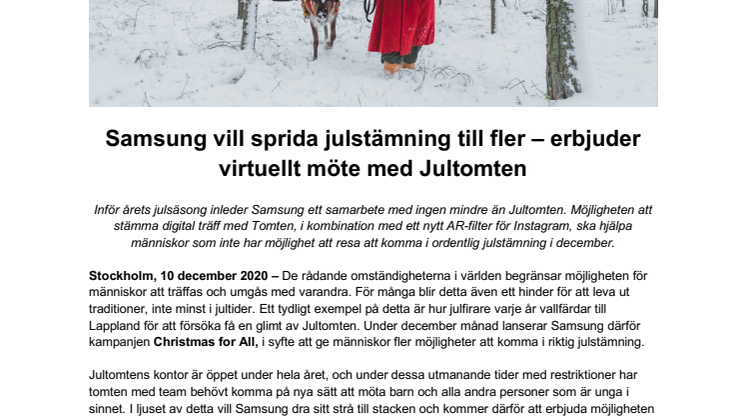 Samsung vill sprida julstämning till fler – erbjuder virtuellt möte med Jultomten