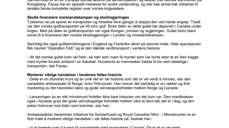 Canada hedrer norsk heltemot fra 9. april 1940 
