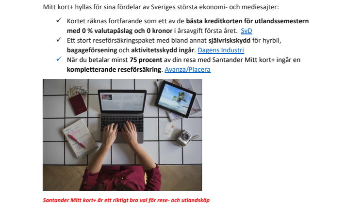 Mitt kort+ från Santander – ett av marknadens bästa kreditkort 