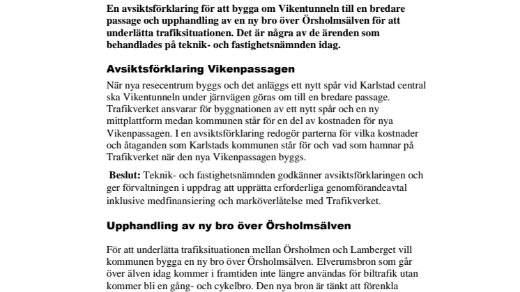 ​Beslut från teknik- och fastighetsnämnden 20 juni