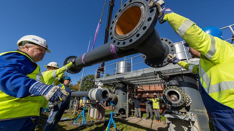 Neue Rohrleitung in der Gasübernahmestation. Foto: SH Netz