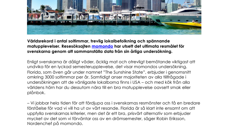 Florida – svenskarnas ultimata resmål 