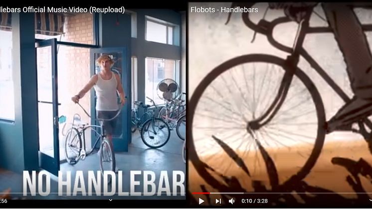 A screenshot of the two music videos, from YouTube