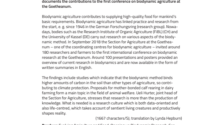 Life-centred Farming. ​Wide-ranging research in biodynamic agriculture