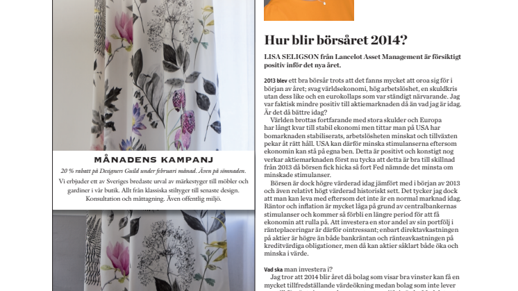 SvD, A Perfect Guide, "Hur blir börsåret 2014?", krönika av Lisa Seligson, 25 januari 2014