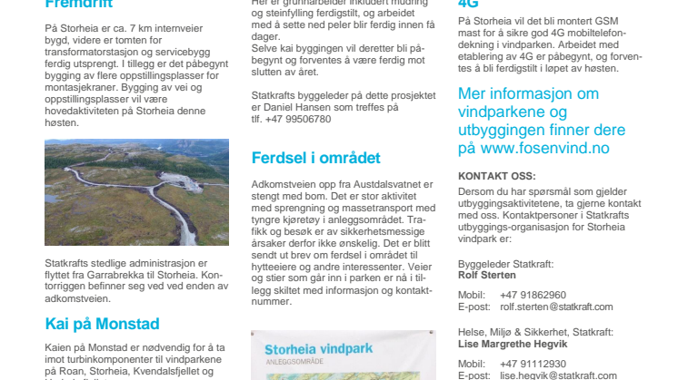 Nyhetsbrev Stoheia vindpark #4 - 2017