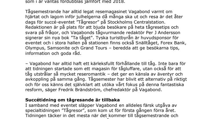 Vagabond bjuder in till tågevent på Stockholm Centralstation