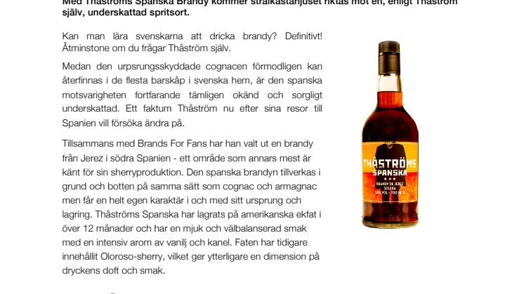 Thåström släpper sin egen spanska brandy