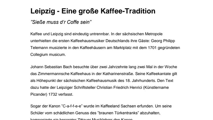 Leipzig - Eine große Kaffee-Tradition