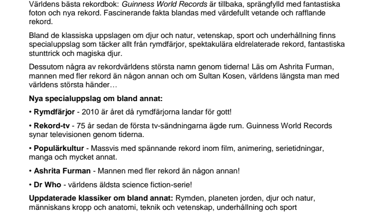 SNART ÄR DET DAGS… GUINNESS WORLD RECORDS™ 2011