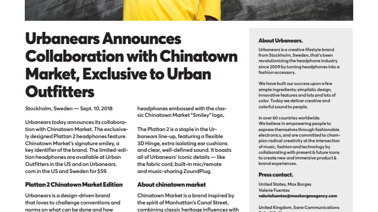 Urbanears Announces Collaboration with Chinatown Market, Exclusive to Urban Outfitters