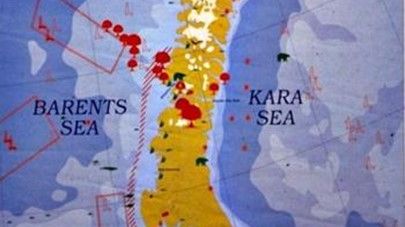Original map from 1992 Novaya Zemlya nuclear testing sites and dumping sites.