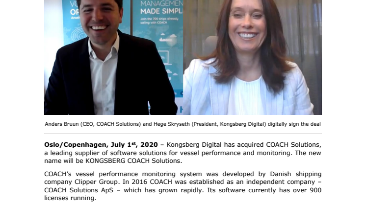 Kongsberg Digital acquires Danish maritime software company COACH Solutions