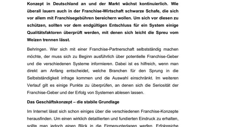 Wer die Wahl hat, hat die Qual? –  Woran man gute Franchise-Systeme erkennt