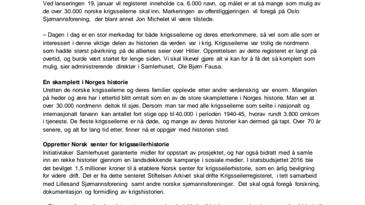 Krigsseilerregisteret åpnes for offentligheten