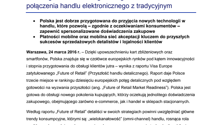 Polska gotowa do obsługi nowego konsumenta i połączenia handlu elektronicznego z tradycyjnym