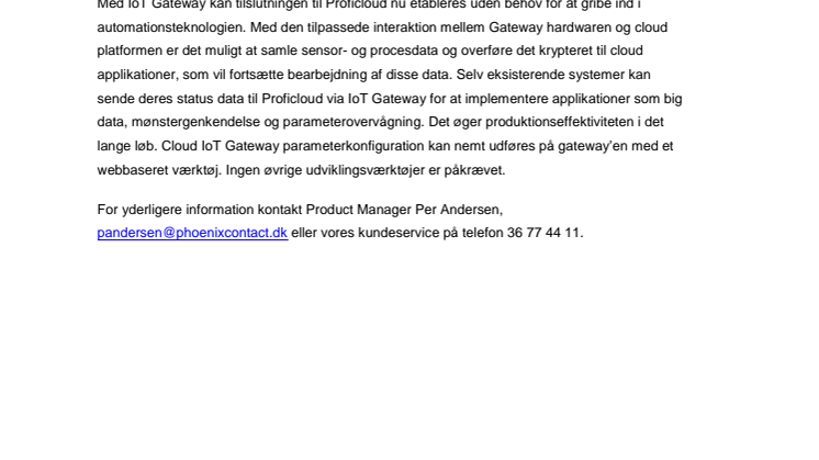 Cloud IoT Gateway til Proficloud