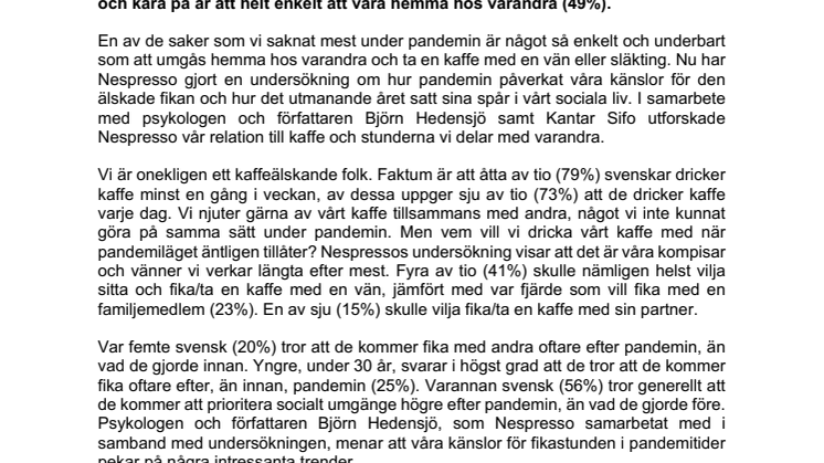 Efter pandemin kommer fikaboomen