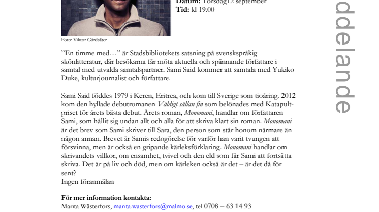 Stadsbiblioteket i Malmö: En timme med… Sami Said