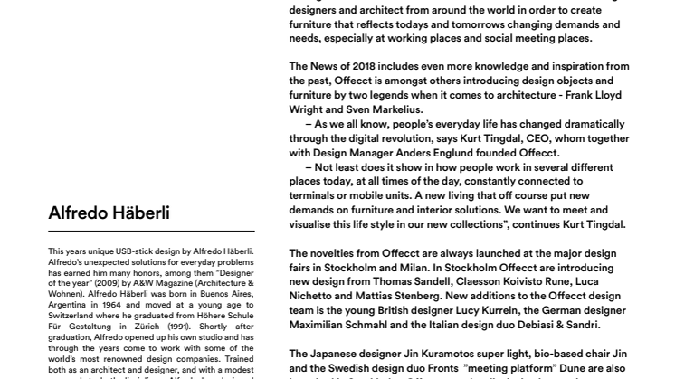 ​Offecct continues to strengthen its position internationally. Historic designers contribute with design to the meeting places of tomorrow.