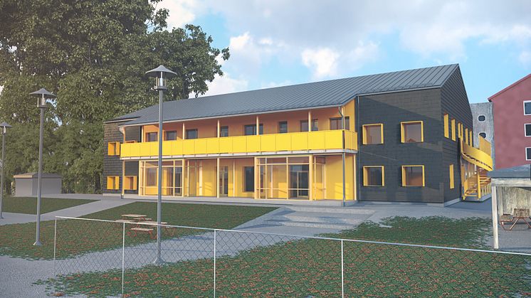 Passivhusförskolan Humlan är byggd i två plan. Foto: Niras arkitekter.
