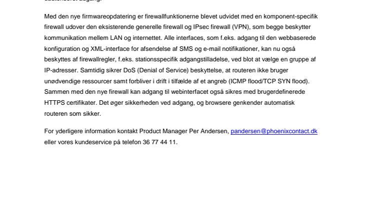 Udvidet firewall funktionalitet til trådløse 3G/4G routere