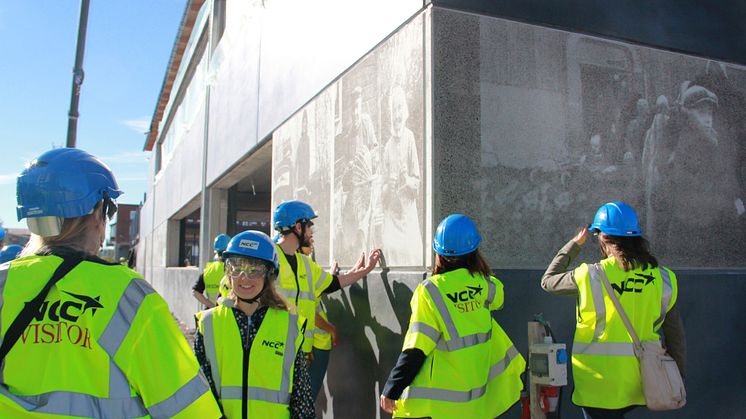 Grafiska betongen på Sörmlands museums nya hus.