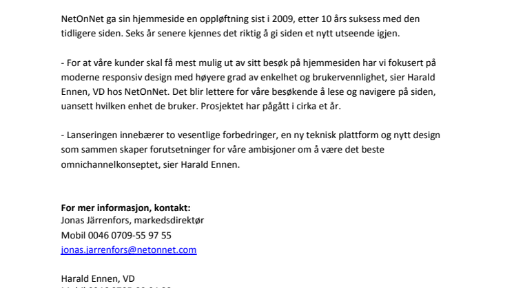 NetOnNets hjemmeside får nytt ansikt 