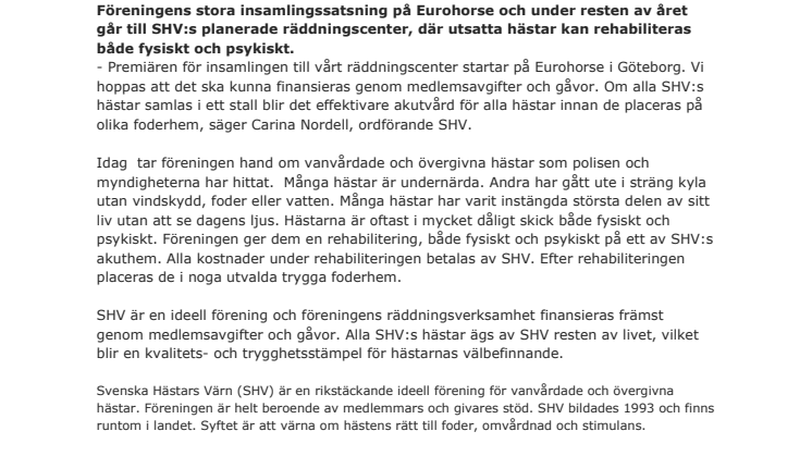Räddningscenter för hästar i nöd