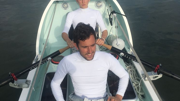 Hi-res image - Ocean Signal - Ocean Signal-sponsored Atlantic charity rowers Jude Massey and Dr Greg Bailey