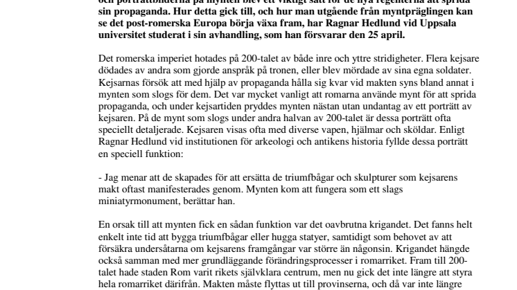 Romerska kejsare spred sin propaganda via mynten