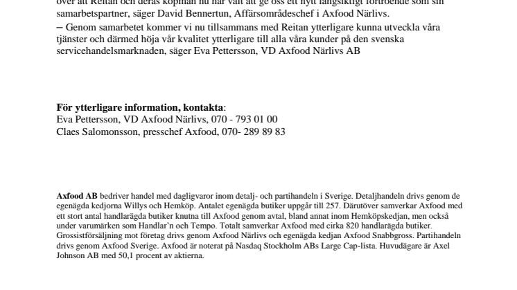 Axfood och Reitan förlänger befintligt samarbete