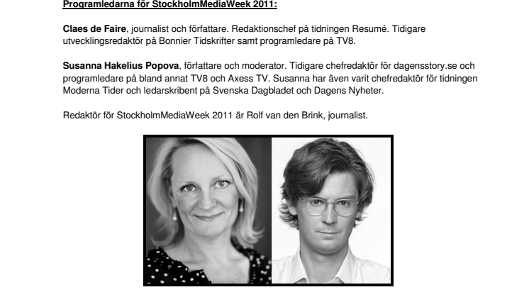 Programledarduon som leder StockholmMediaWeek 2011