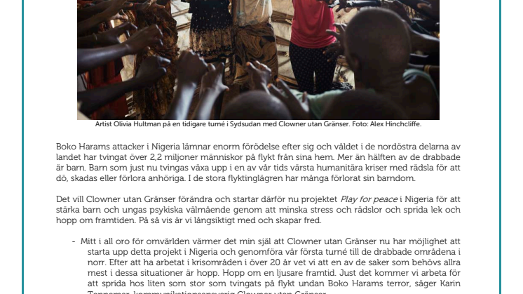 Clowner utan Gränser startar projekt i Nigeria – I kriser behövs hoppet mest av allt