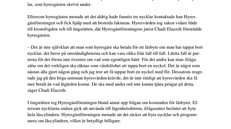 Inte alltid vårdslöst att tappa bort nyckel