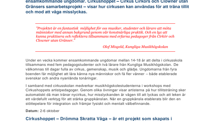 Integration via cirkus och folkmusik