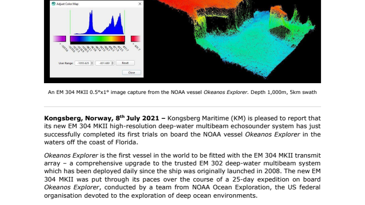 Successful first trial for EM 304 MKII echosounder