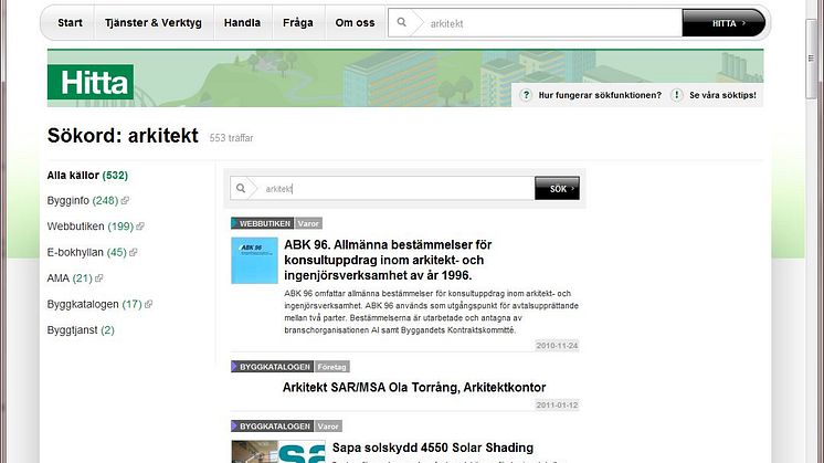 Nya byggtjanst.se Hitta