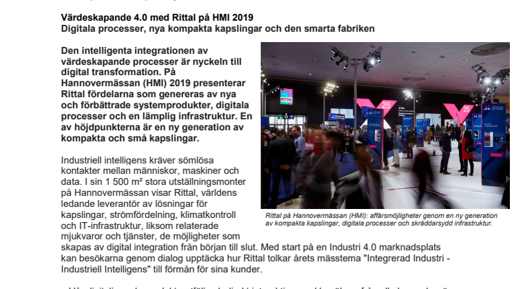 Värdeskapande 4.0 med Rittal på HMI 2019. Digitala processer, nya kompakta kapslingar och den smarta fabriken.