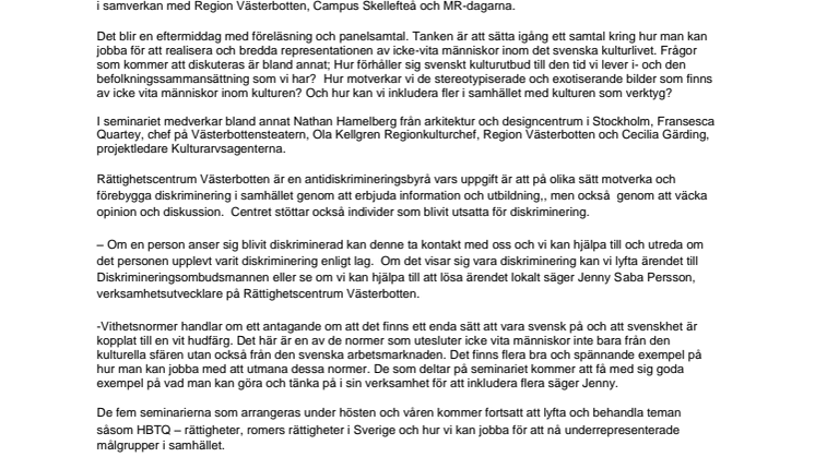 Seminarium om vihetsnormer och kulturellmakt 