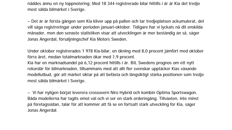 Kia trea i Sverige