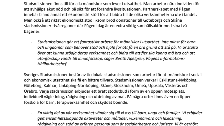Ny huvudpartner stödjer Sveriges Stadsmissioners arbete