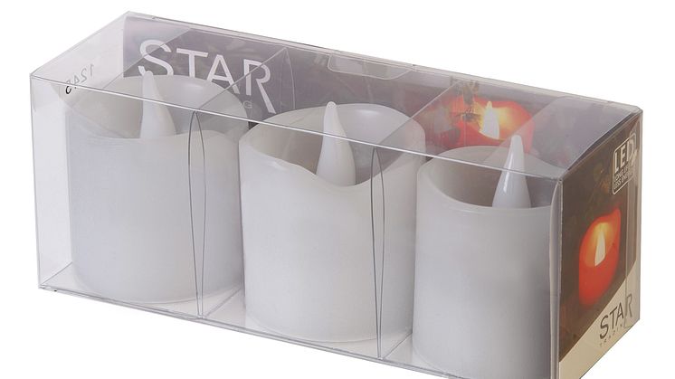 Vaxljus med batteri i 3-pack, frilagd-vit-förpackad