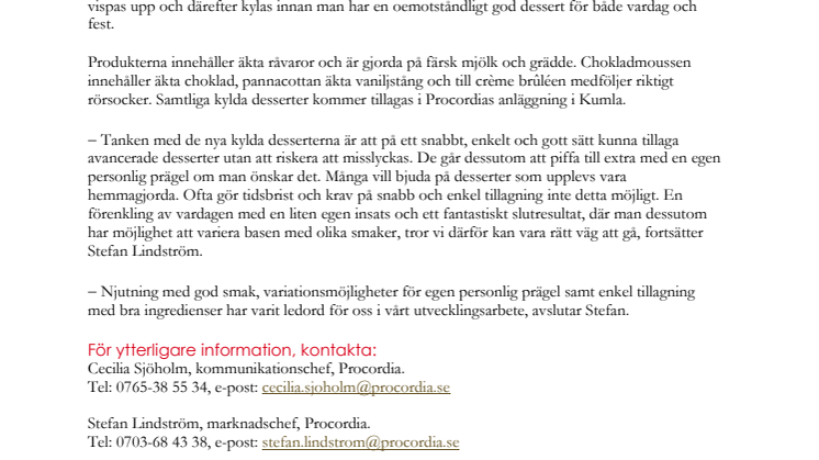 Lansering av kylda desserter från Ekströms