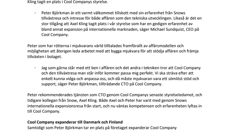 Pressmeddelande - Cool Company värvar snow-profilen som ny CTO..pdf