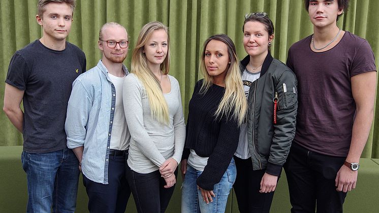 Fr. v: Emil Granström Pantin, David Petersson, Erica Magnusson, Maritza Erlandsson, Emma Lindsjö, Levis Skagerström Westrin.