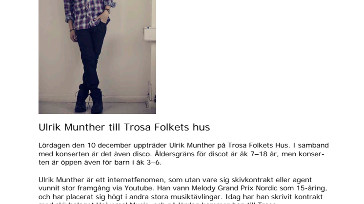 Ulrik Munther till Trosa Folkets hus