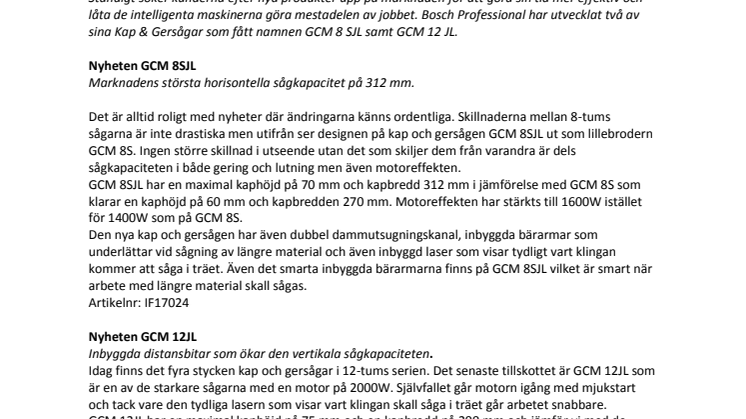 Bosch nya Kap & Gersågar